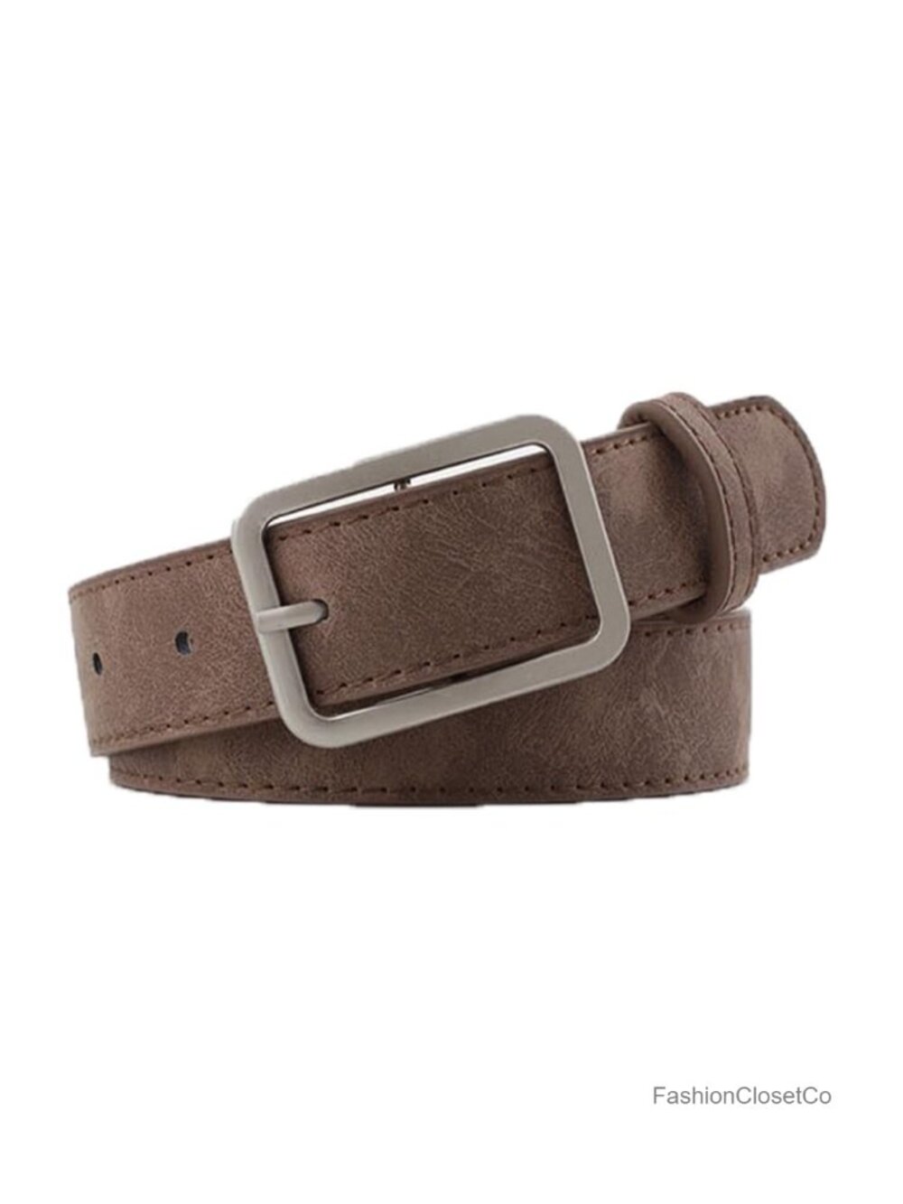 Women's Suede Leather Belt with Silver Buckle for Jeans Pants Dresses